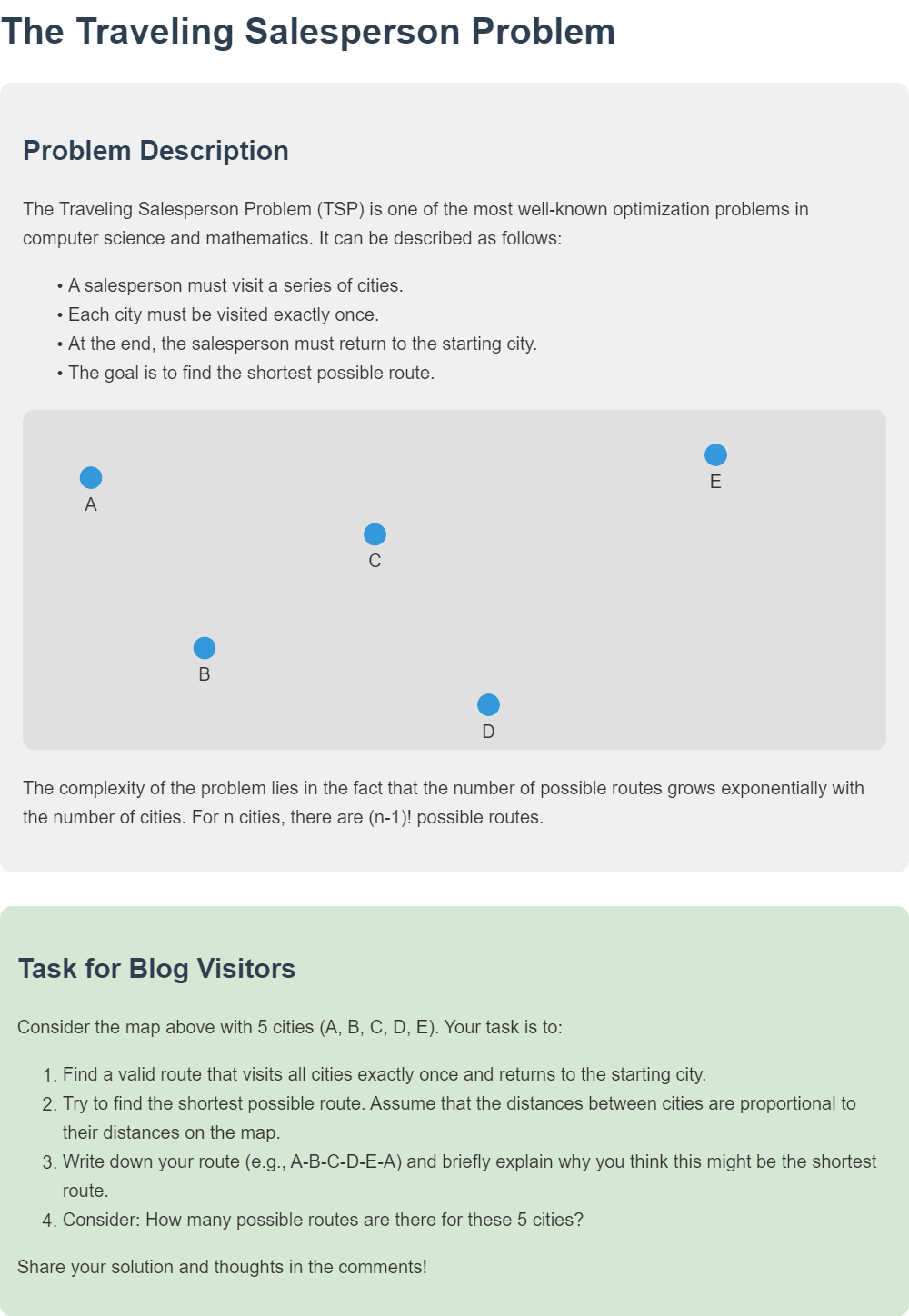 Problem 1: The Traveling Salesperson problem 10/01/2024